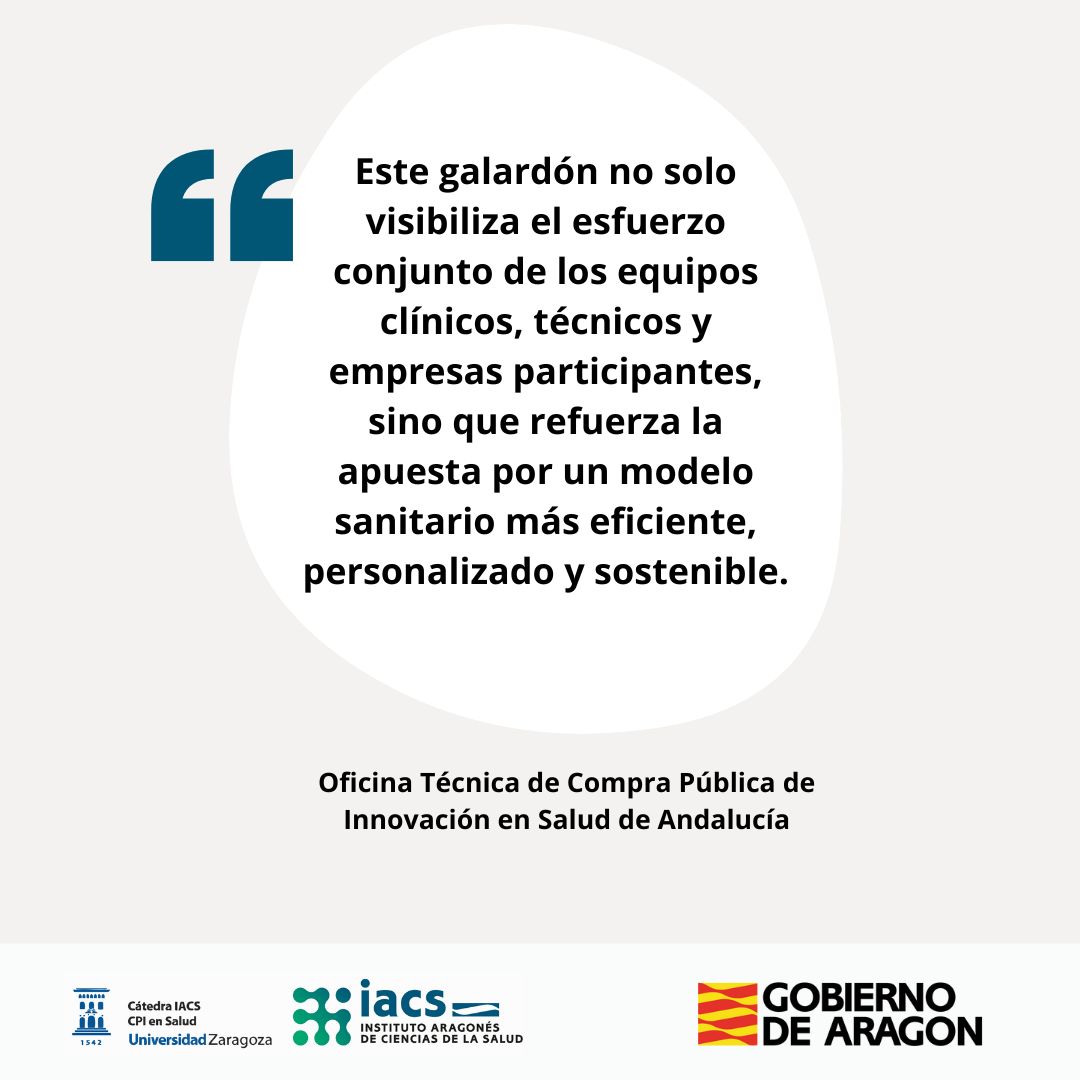 4 "Premios como este son esenciales porque ponen en valor el papel de las administraciones públicas como motores de innovación, generando impacto real sobre la calidad de vida de las personas." Pilar Morgade, Directora del Área de Planificación y Promoción de Investigación Sanitaria en ACIS El proyecto: “La Asociación para la Innovación en Código 100.» Servicio Gallego de Salud (SERGAS) resultó ganador en los Premios Amparo Poch de 2023 en la modalidad Modalidad Mejor Compra Pública de Innovación en Salud